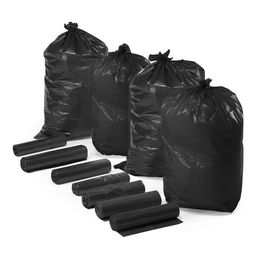 Kantong sampah daur ulang yang sangat kuat HDPE kustom dicetak warna hitam