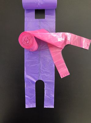 Tas Belanja T Shirt Di Roll Kantor Dan Penggunaan Di Rumah, Merah Muda Dan Ungu, Tempat Sampah Meja