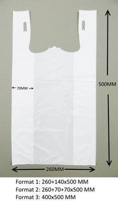 T Shirt Shopping Bags 13 mic.  1000 / case, WHITE Color With Printing, bahan HDPE
